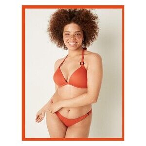 NWT PINK Victoria's Secret XL Amber Clay Bikini Push-up Top V Front Itsy Bottom